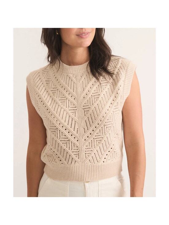 Marine Layer Tops - Marine Layer Brooke Sweater Vest Oatmeal Cotton Wool Blend XS